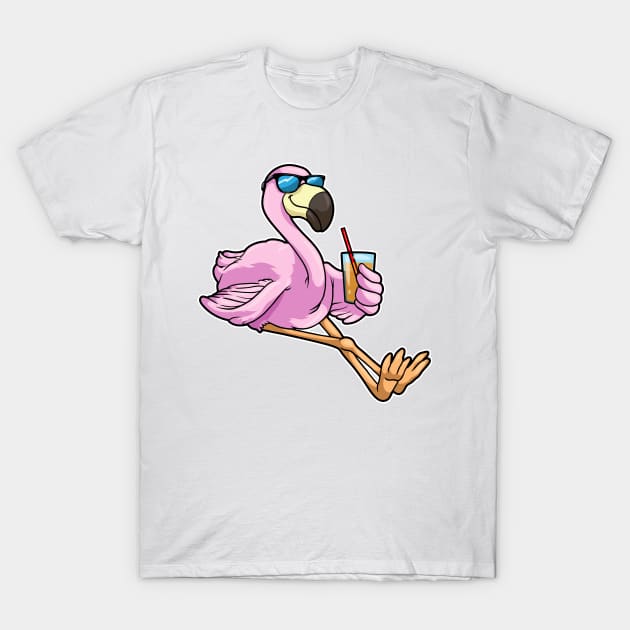 Flamingo with Drink with Drinking straw T-Shirt by Markus Schnabel